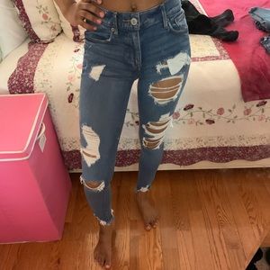 Mid rise distressed jeans